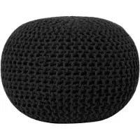 Beliani Pouf aus schwarzem, gestricktem Baumwollstoff CONRAD (50 x 35 cm)