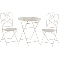 Beliani Bistroset beige Metall 2er Balkon Terrasse Garten romantisch