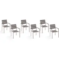 Beliani Gartenstuhl 6er Set Grau Kunstholz Metallbeine Stapelbar Modern