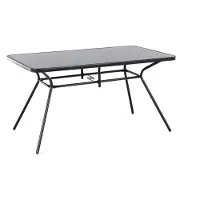 Beliani Gartentisch Schwarz Sicherheitsglas Stahl 140x80 cm Balkon Terrasse
