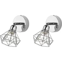 Beliani Wandleuchte Silber Metall 2er Set verstallbar Diamant Form Industrie Look Moderne Wandlampe
