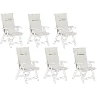 Beliani Auflage für Gartenstuhl Cremeweiß Polsterbezug 6er Set Gartenmöbel