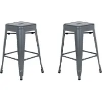 Beliani Trendy Barhocker 2er Set Grau Metall 60 cm Industriell