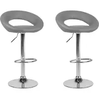 Beliani Trendy Barhocker Grau Kunstleder Höhenverstellbar Drehbar Modern