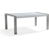 Beliani Esstisch Weiß mit Silber 90 x 180 cm Edelstahl Glänzend Elegante Optik Rechteckig Modern