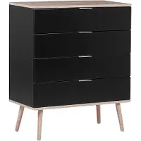 Beliani Kommode Schwarz/heller Holzfarbton MDF Platte Kiefernholz 40 x 79 x 93 cm Modern Skandinavischer Stil Geräumige Schubladen Wohnzimmer