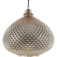 Beliani Hängeleuchte Gold Glas mit Schirm in gebogener Form gemoetrisches Muster in Glitzerstein-Optik Glamourös