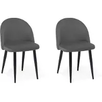 Beliani Esszimmerstuhl 2er Set Grau Samtstoff Metallbeine Modern
