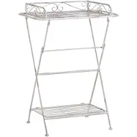 Beliani Beistelltisch Weiß Metall mit 2 Böden Rechteckig Antik Optik Vintage Retro Badezimmer Wohnzimmer Schlafzimmer Baddekoration