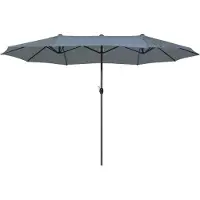 Beliani Doppelsonnenschirm Dunkelgrau Polyester/Aluminium Oval 270 x 460 x 247 cm Garten