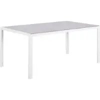 Beliani Gartentisch Grau und Weiß Aluminium mit Glasplatte Hartglas 160 x 90 cm Rechteckig Modern Outdoor Terrasse Ausstattung