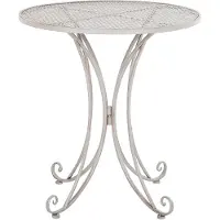 Beliani Gartentisch Grau Metall Rund Balkon Terrasse Garten Romantisch