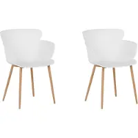 Beliani Esszimmerstuhl 2er Set Weiß Kunststoff Metallbeine Retro Moderne Wohnzimmer Esszimmer