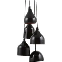 Beliani Hängeleuchte Schwarz und Orange Metall 5-flammig mit verschiedenen Schirmen in Glockenform Minimalistisches Design