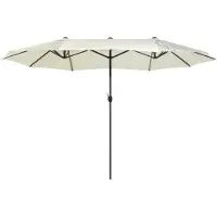 Beliani Doppelsonnenschirm Beige Polyester/Aluminium Oval 270 x 460 x 247 cm Garten