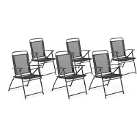 Beliani Gartenstuhl 6er Set Schwarz Textil Stahl Klappbar Modern Balkon Terrasse Outdoor