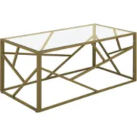 Beliani Couchtisch Gold Transparent 50 x 100 cm Glastischplatte Metallgestell Glänzend Zusätzlichen Streben Rechteckig Modern