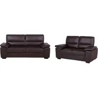 Beliani Sofa Set Braun 5-Sitzer aus Kunstleder und Holz Geräumiges Set included 1xDreisitzer / 1xZweisitzer Wohnzimmer Schlafzimmer Modernes Design
