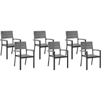 Beliani Gartenstuhl 6er Set Grau und Schwarz Aluminium Kunstholz mit Hohen Armlehnen Modern für Terrasse Garten Balkon Ausstattung Sitzmöbel