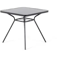 Beliani Gartentisch Schwarz Sicherheitsglas Stahl 80x80 cm Quadratisch Balkon Terrasse