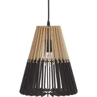 Beliani Hängeleuchte Schwarz/ Hellbraun 121 cm MDF-Platte Zweifarbig Boho-Industrie Look für Wohn- Schlaf- und Esszimmer Modernes Design