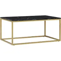 Beliani Couchtisch Schwarz Gold 60 x 100 cm Marmor Optik Holzfurnierte MDF Tischplatte Rechteckig Modern