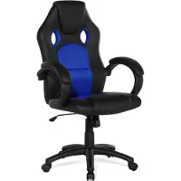 Beliani Bürostuhl Schwarz mit Blau Kunstleder höhenverstellbar Modernes innovatives Design