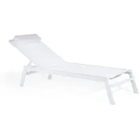Beliani Gartenliege Weiß Aluminium mit Mesh Stoffbespannung Kissen Verstellbares Kopfteil Modern Terrasse Relaxliege Sonnenliege Liegestuhl