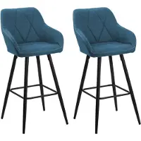 Beliani Trendy Barstuhl 2er Set Seeblau Stoff 104 cm Modern