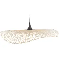 Beliani Hängeleuchte Hellbraun 130 cm aus Bambusholz/ Metall mit gebogenem Lampenschirm für Wohnzimmer Esszimmer Modernes Design