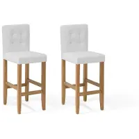 Beliani Barhocker Cremeweiß Kunstleder Holz 2er Set mit Rückenlehne Fußstütze s Modernes Design