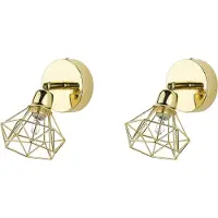 Beliani Wandleuchte Gold Metall 2er Set verstallbar Diamant Form Industrie Look Moderne Wandlampe