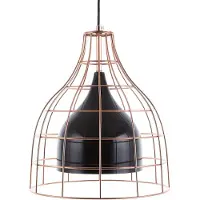 Beliani Hängeleuchte Schwarz Metall Schirm mit Gitter in Kupfer Glockenform Industrie Look für Wohn- Schlaf- und Esszimmer Kücheninsel