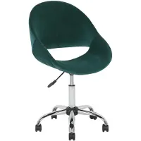 Beliani Bürostuhl Samtstoff Grün mit leichtgängigen Laufrollen in Retro Stil