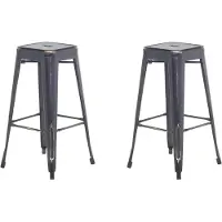 Beliani Trendy Barhocker 2er Set Schwarz/Gold Metall 76 cm Industriell