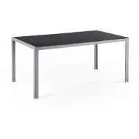 Beliani Gartentisch Schwarz und Silber Aluminium mit Glasplatte Hartglas 160 x 90 cm Rechteckig Modern Outdoor Terrasse Ausstattung