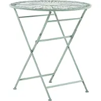 Beliani Gartentisch Grün Metall Rund Zusammenklappbar Balkon Terrasse Garten Romantisch