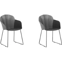 Beliani Esszimmerstuhl 2er Set Schwarz Kunststoff Metallbeine Pulverbeschichtet Bequem Modern Wohnzimmer Esszimmer Terrasse