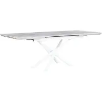 Beliani Esstisch Weiß MDF Tischplatte Marmor Optik 160 x 90 cm ausziehbar 200 x 90 cm mit Metallbeinen Rechteckig Modern Glamour Esszimmer Küche