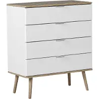 Beliani Kommode Weiß/heller Holzfarbton MDF Platte Kiefernholz 40 x 79 x 93 cm Modern Skandinavischer Stil Geräumige Schubladen Wohnzimmer