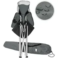 TecTake Stoelenset - 2 Stuks - Luxe Campingstoelen - Grijs- Zwart