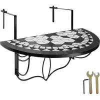 TecTake Balkontisch Stahl, Mosaik und Zement 75 x 65 x 62 cm