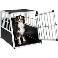 TecTake Hundetransportbox single Schnubi mit schräger Rückwand mit schützenden Kunststoffecken, 66 x 90 x 69,5 cm