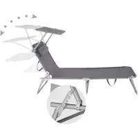 TecTake 2er Set Sonnenliege Chloé 4-stufig klappbar mit Sonnendach und Polster - wetterfest - 68x190x65cm - Outdoor Liege