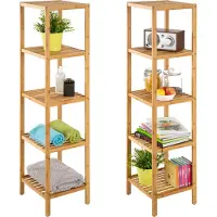 TecTake - Badezimmerregal aus Holz 5 Fächer aus Bambus 401646
