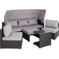 TecTake Aluminium Rattan Lounge San Marino wetterfest und UV-beständig Dicke der Polster 10 cm