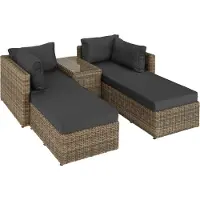 TecTake Aluminium Rattan Lounge San Domino wetterfest und UV-beständig Dicke der Sitzpolster 10 cm