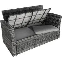 TecTake Rattan Sitzgruppe Modena 3+2+1 Set, inkl. Schutzhülle, UV-beständig, Polyrattan, Farbe grau