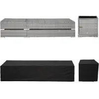 TecTake 2er Set Sonnenliegen Aluminium Rattan Schutzabdeckung verstellbar Polster Beige/Grau 184x60x21cm