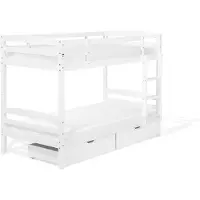 Beliani Hochbett mit Bettkasten Weiß Kiefernholz 2 Lattenroste 90 x 200 cm Leiter Modern Etagenbett für 2 Personen Schlafzimmer Ausstattung